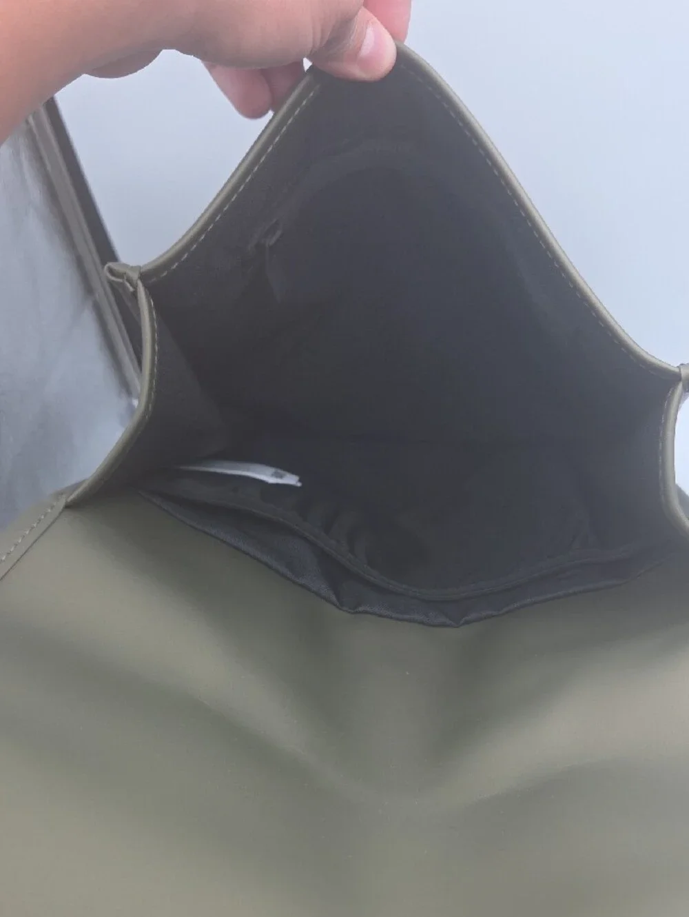 RAINS Olive Roll-Top Backpack with Black Strap